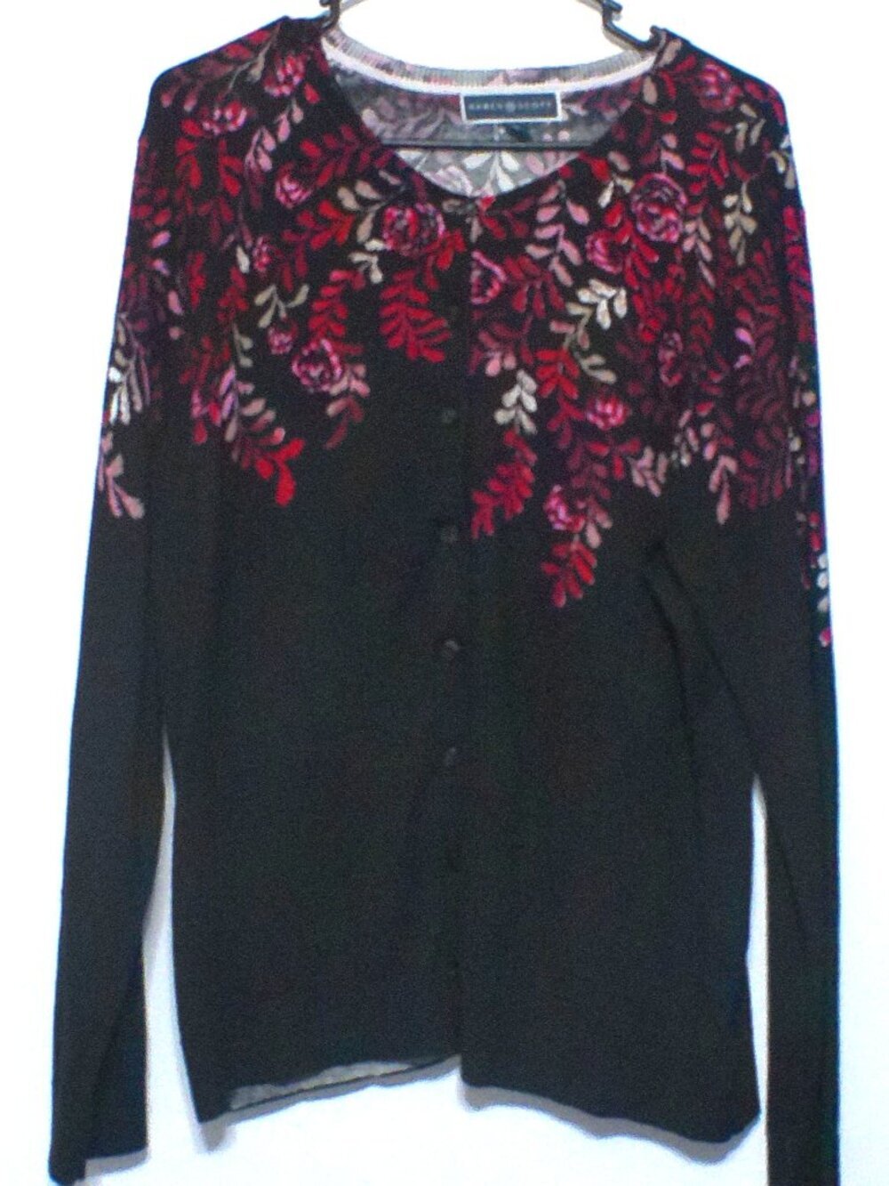 Karen Scott Floral Cardigan Sweater Women's XL
